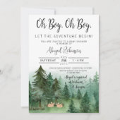 Twin Boy Deer Woodland Oh Boy Baby Dusche Einladung (Vorderseite)