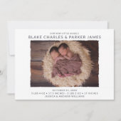 Twin Boy Foto Birth Ankündigung (Vorderseite)