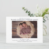 Twin Boy Foto Birth Ankündigung (Stehend Vorderseite)