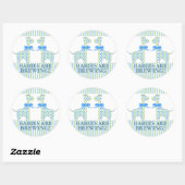 Twin Boy Giraffe Babies Brauen Babydusche Runder Aufkleber (Blatt)