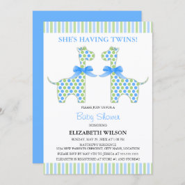 Twin Boy Giraffe Babydusche Einladung