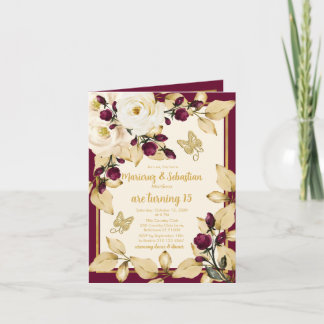 Twin Boy Girl 15 Geburtstag Champagne Burgundy Gol Einladung