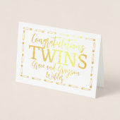 Twin Boy Girl Baby Gratulation Neue Eltern Folienkarte (Vorderseite)