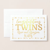 Twin Boy Girl Baby Gratulation Neue Eltern Folienkarte (Vorderseite mit Umschlag)