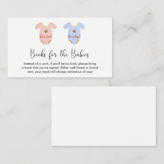 Twin Boy Girl Books for Babies Dusche Begleitkarte (Vorne/Hinten)