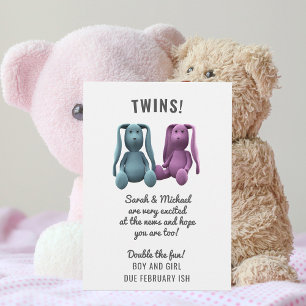 Twin Boy Girl Bunny Pregnancy Ankündigung