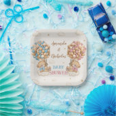 Twin Boy Girl Dusche Niedliche Bären Pink Blue Pappteller (Party)