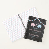 Twin Boy Girl Elephants Baby Shower Gästebuch | Notizbuch (Innenseite)
