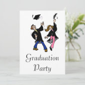 Twin Boy & Girl Graduate Einladung (Stehend Vorderseite)