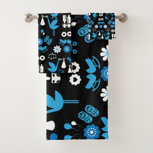 Twin Boy Stalk Delivery Blue Badhandtuch Set (Insitu)