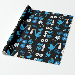 Twin Boy Stalk Delivery Blue Geschenkpapier