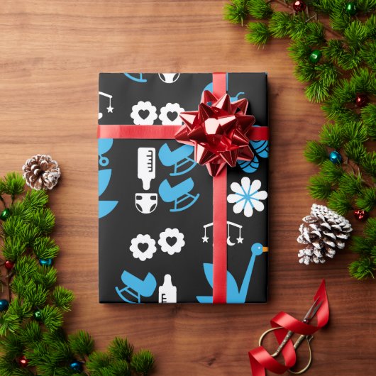 Twin Boy Stalk Delivery Blue Geschenkpapier (Feiertagsgeschenk)