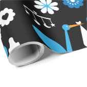 Twin Boy Stalk Delivery Blue Geschenkpapier (Rolleneckpunkt)