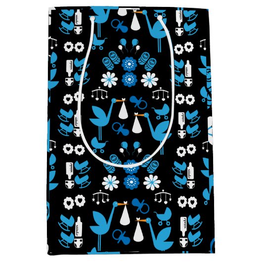 Twin Boy Stalk Delivery Blue Mittlere Geschenktüte (Vorderseite)