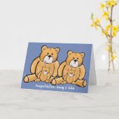 Twin Boy Teddy Bär gratulieren Karte (Gelbe Blume)