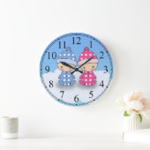 Twin Boy und Girl Baby Polka Dot Wall Clock Große Wanduhr (Zuhause)