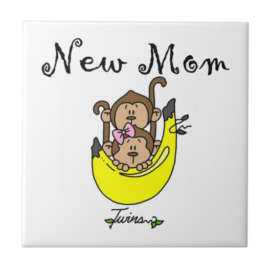 Twin Boy und GIrl Junge Mutter Geschenke Fliese (Vorderseite)