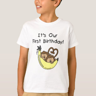 Twin Boys 1st Birthday Monkey Tshirts und Geschenk