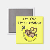 Twin Boys 1st Birthday Monkey Tshirts und Geschenk Magnet (Vorderseite/Rückseite)