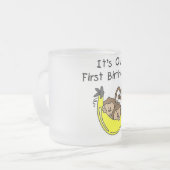 Twin Boys 1st Birthday Monkey Tshirts und Geschenk Mattglastasse (Vorderseite Links)