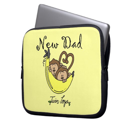 Twin Boys Affen New Dad Geschenke Laptopschutzhülle (Vorderseite Links)