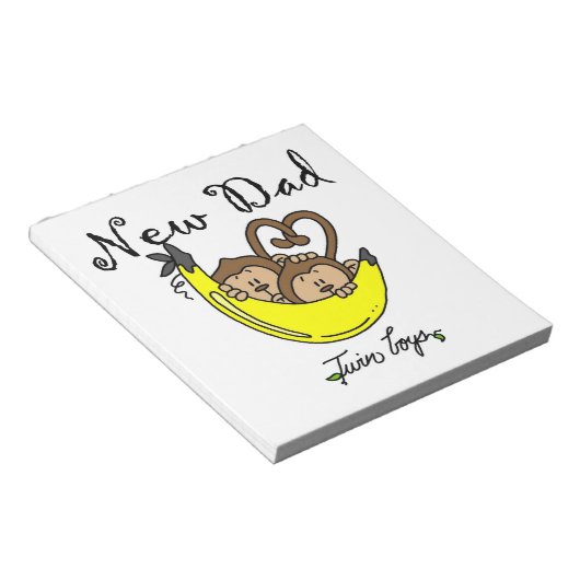 Twin Boys Affen New Dad Geschenke Notizblock (angewinkelt)