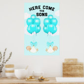 Twin Boys Baby Dusche Dekoration Poster (Küche)