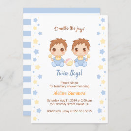 Twin Boys Baby Dusche Einladung