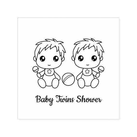 Twin Boys Baby Dusche Permastempel (Design)