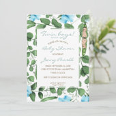 Twin Boys Baby Dusche zwei Erbsen in einer Hülle e Einladung (Stehend Vorderseite)