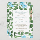 Twin Boys Baby Dusche zwei Erbsen in einer Hülle e Einladung (Vorne/Hinten)