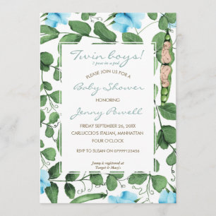 Twin Boys Baby Dusche zwei Erbsen in einer Hülle e Einladung