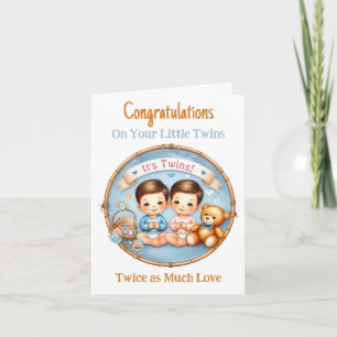 Twin Boys Baby Duwer Gratulation Neuer Elternteil Einladung
