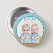 Twin Boy's Baby Shower Daddy zu sein Button (Vorne & Hinten)