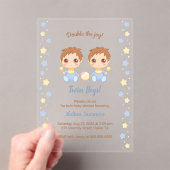Twin Boys Baby Shower Transparent Acryleinladungen (Insitu (Handheld))