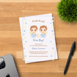 Twin Boys Baby Shower Transparent Acryleinladungen
