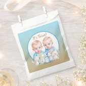 Twin Boy's Baby Shower Watercolor Animals Geschenktütchen (Ausgeschnitten)