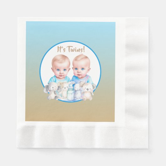 Twin Boy's Baby Shower Watercolor Animals Serviette (Vorderseite)