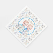 Twin Boy's Baby Shower Watercolor Animals Serviette (Ecke)
