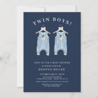 Twin Boys Bear Romper Babydusche