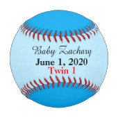 Twin Boys Birth Stats Blue Baseball (Vorderseite)