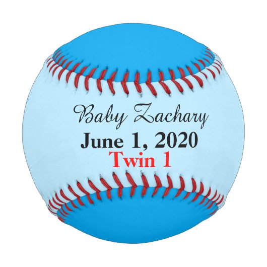 Twin Boys Birth Stats Blue Baseball (Vorderseite)