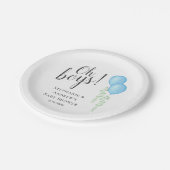 Twin Boys Blue Balloons Babydusche Pappteller (Schrägansicht)