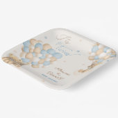 Twin Boys Blue Bear Balloons Baby Showroom Pappteller (Gewinkelt)