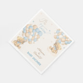 Twin Boys Blue Bear Balloons Baby Showroom Serviette (Ecke)