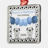 Twin Boys Blue First Christmas Dalmatiner Ornament Aus Metall (Links)