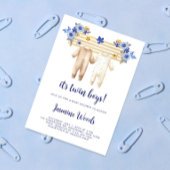 Twin Boys Blue Floral Boho Wäscherei Baby Dusche Einladung