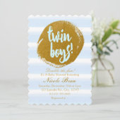 TWIN BOYS Blue & Gold Foil Frische Pasta machen Einladung (Stehend Vorderseite)