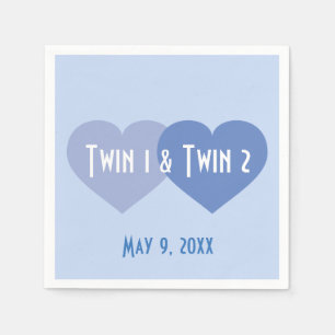 Twin Boys Blue Hearts Serviette