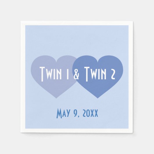 Twin Boys Blue Hearts Serviette (Vorderseite)